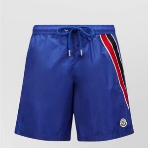 Moncler Royal Blue Swimsuit Tricolor Hem Mesh Lining